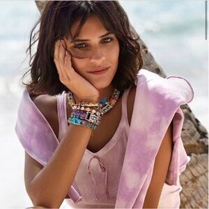 DANNIJO 3PC TIE DYE SWEATSUIT AND TANK BOHO BEADED SET NWOT